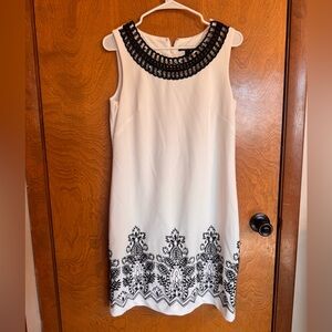 Roz & Ali Black and White Embroidered Mini Dress